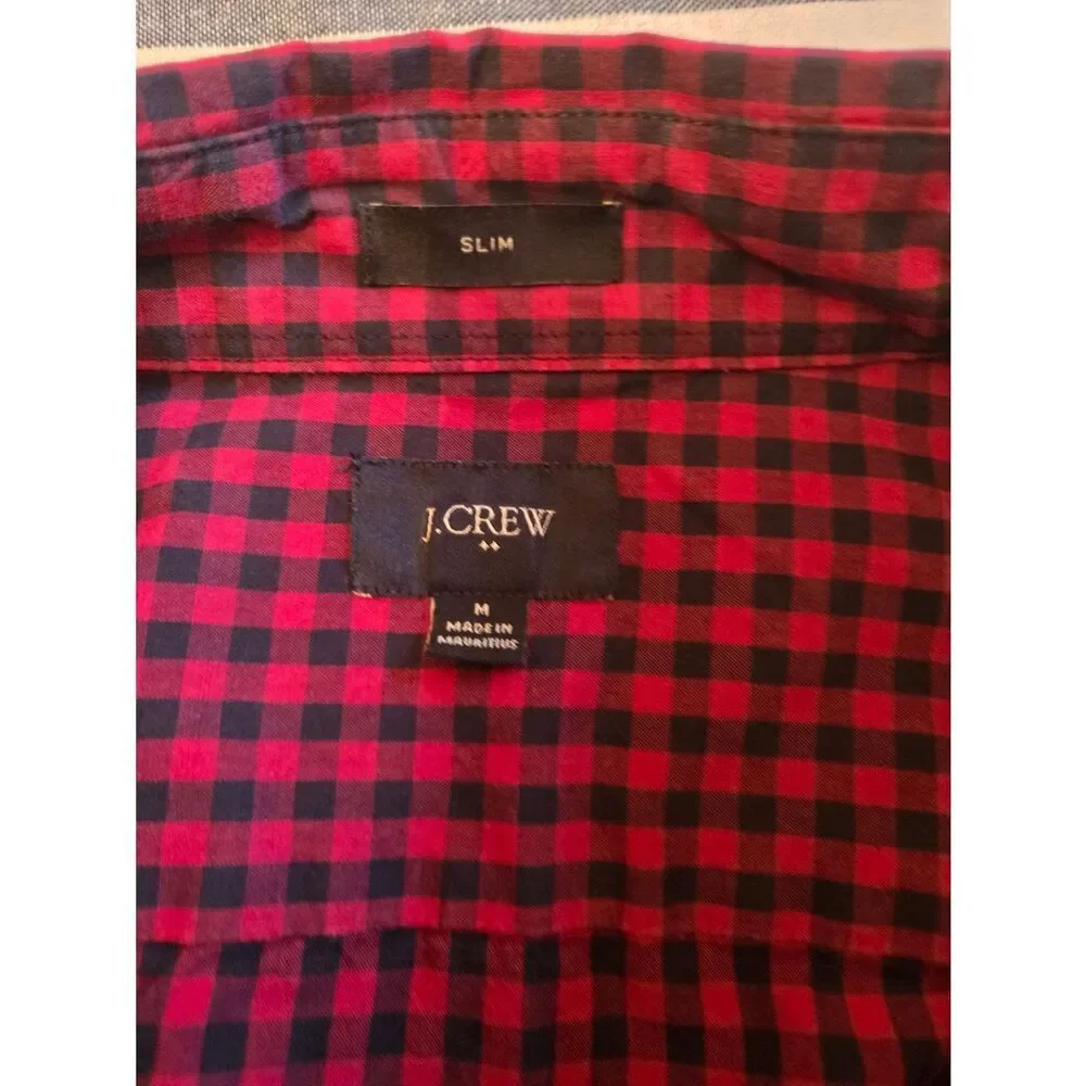 J. Crew Slim Red and Black Check Button-Down Shirt